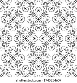 Geometric seamless tiles vector pattern. Monochrom seamless black design. Retro old mosaic tiles. Decorative textile background.