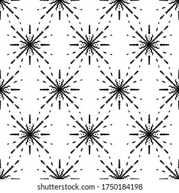 Geometric seamless tiles vector pattern. Monochrom seamless black design. Retro old mosaic tiles. Decorative textile background.