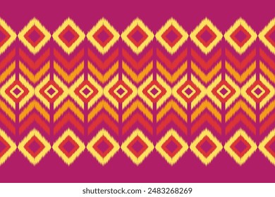 Geometric, seamless, traditional ethnic, ikat pattern, fabric pattern for textiles, rugs, wallpaper, clothing, sarong, batik, wrapping, embroidery, print, background, cover, illustration, vector.