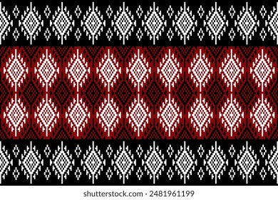  Geometric, seamless, traditional ethnic, Thai pattern, fabric pattern for textiles, rugs, wallpaper, clothing, sarong, batik, wrapping, embroidery, print, background, cover, illustration, vector.