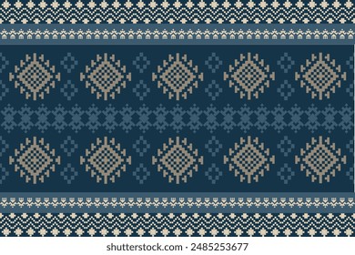 Geometric, seamless, traditional ethnic, thai pattern, fabric pattern for textiles, rugs, wallpaper, clothing, sarong, batik, wrapping, embroidery, print, background, cover, illustration, vector.