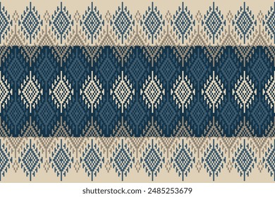 Geometric, seamless, traditional ethnic, thai pattern, fabric pattern for textiles, rugs, wallpaper, clothing, sarong, batik, wrapping, embroidery, print, background, cover, illustration, vector.