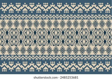 Geometric, seamless, traditional ethnic, thai pattern, fabric pattern for textiles, rugs, wallpaper, clothing, sarong, batik, wrapping, embroidery, print, background, cover, illustration, vector.