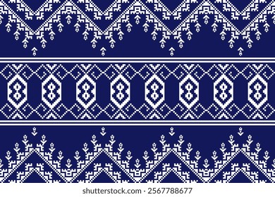 Geometric, seamless, traditional ethnic, thai pattern, fabric pattern for textiles, rugs, wallpaper, clothing, sarong, batik, wrapping, embroidery, print, background, cover, illustration, vector.
