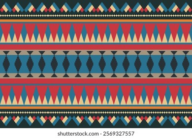 Geometric, seamless, traditional ethnic, thai pattern, fabric pattern for textiles, rugs, wallpaper, clothing, sarong, batik, wrapping, embroidery, print, background, cover, illustration, vector.