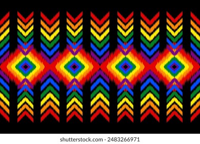 Geometric, seamless, traditional ethnic,ikat pattern, fabric pattern for textiles, rugs, wallpaper, clothing, sarong, batik, wrapping, embroidery, print, background, cover, illustration, vector,lgbtq.