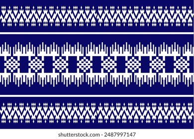 Geometric, seamless, traditional ethnic,thai, fabric pattern for textiles, rugs, wallpaper, clothing, sarong, batik, wrapping, embroidery, print, background, cover, blue pattern,illustration,vector