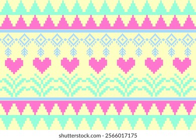 Geometric, seamless, Valentine day, love,valentine,LGBTQ,heart,pixel,fabric pattern for textiles, rugs, wallpaper, clothing, sarong, batik, wrapping, embroidery, print, background, cover, illustration