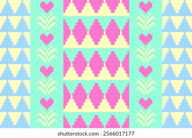 Geometric, seamless, Valentine day, love,valentine,LGBTQ,heart,pixel,fabric pattern for textiles, rugs, wallpaper, clothing, sarong, batik, wrapping, embroidery, print, background, cover, illustration