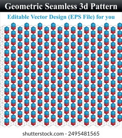 Geometric seamless vector 3d pattern with color cubes, Black hexagon design, Hexagon 3D pattern background. Abstract geometric texture collection design. Vector illustration, 3D hexagon Shapes