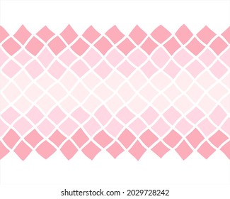 Borde vectorial geométrico sin soldadura. Difícil, estilo doodle cuadrado diagonal, patrón rayado. Gradiente dibujado a mano con rayas rosadas, fondo rosa. Plantilla de marco de texto, elemento de diseño gráfico.