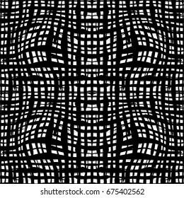 Geometric seamless vector brush painted shapes pattern. Black ink hand drawn doodle texture.