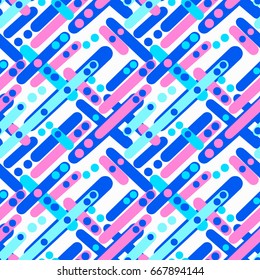   Geometric seamless vector diagonal shapes pattern. Memphis brush pen hand drawn doodle texture.