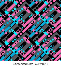   Geometric seamless vector diagonal shapes pattern. Memphis brush pen hand drawn doodle texture.