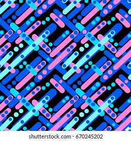   Geometric seamless vector diagonal shapes pattern. Memphis brush pen hand drawn doodle texture.