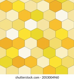 geometric seamless vector hexagonal pattern with yellow honeycomb