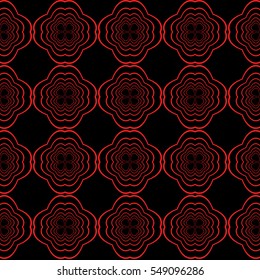 geometric seamless vector illustration. oval and circle. black, red color.