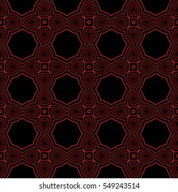 geometric seamless vector illustration. oval and circle. black, red color.