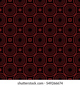 geometric seamless vector illustration. oval and circle. black, red color.