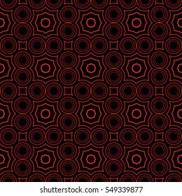 geometric seamless vector illustration. oval and circle. black, red color.