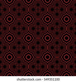 geometric seamless vector illustration. oval and circle. black, red color.