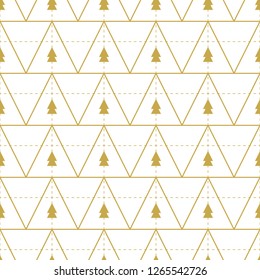 Geometric seamless vector line pattern with triangles in gold