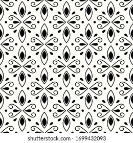 Geometric seamless vector patter, black, grey and white neutral background pattern