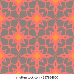Geometric seamless vector pattern with bold ornamental stylized flowers. Texture background for web, print, home decor, textile, wrapping paper, oriental cuisine restaurants ads