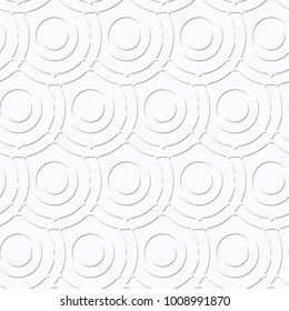 geometric  seamless vector pattern with circles, white background with embossing