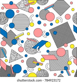 Geometric seamless Vector pattern. Hipster fashion Memphis style.