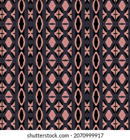 geometric seamless vector pattern intertwined into one beautiful motif pattern. black background mixed with pink motifs. can be used for wrapping, background, fabric