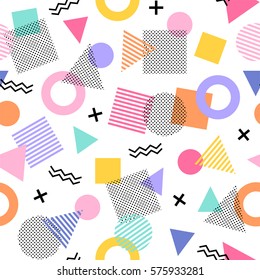 Geometric seamless vector pattern in memphis style