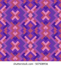 Geometric seamless vector pattern with triangles and squares. Endless abstract background for design in blue and violet colors