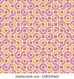 Geometric seamless vector pattern in vivid colour palette. Simple irregular Truchet repeat illustration for prints, home decor and web backgrounds. 