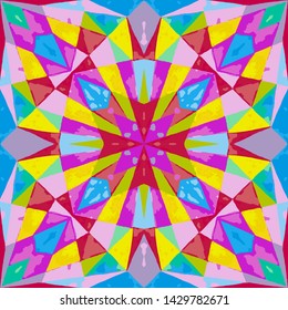 geometric seamless watercolor background. blots, drips, careless watercolor. Handmade illustration
