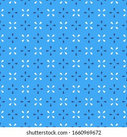 Geometric seamless white and blue pattern. Isolated objects and points on background, abstract simple design. Modern minimal design. Vector illustration perfect for graphic design ,textiles, print.