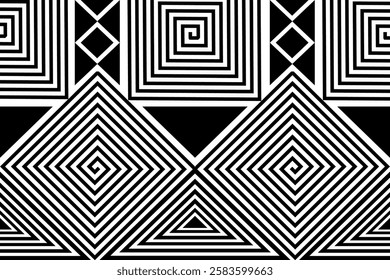 Geometric, seamless,pixel traditional ethnic, thai pattern, fabric pattern for textiles, rugs, wallpaper, clothing, sarong, batik, wrapping, embroidery, print, background, cover, illustration, vector.