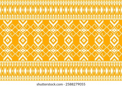 Geometric, seamless,pixel traditional ethnic, thai pattern, fabric pattern for textiles, rugs, wallpaper, clothing, sarong, batik, wrapping, embroidery, print, background, cover, illustration, vector.