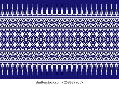 Geometric, seamless,pixel traditional ethnic, thai pattern, fabric pattern for textiles, rugs, wallpaper, clothing, sarong, batik, wrapping, embroidery, print, background, cover, illustration, vector.