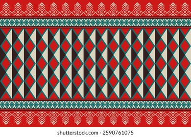 Geometric, seamless,pixel traditional ethnic, thai pattern, fabric pattern for textiles, rugs, wallpaper, clothing, sarong, batik, wrapping, embroidery, print, background, cover, illustration, vector.