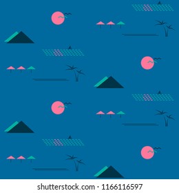 Geometric seampless pattern memphis style background with Egyptian motif