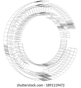 Geometric segmented circle, ring. Abstract circular shape. Crosshair, GUI element