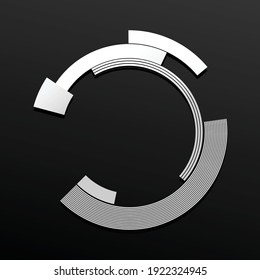 Geometric segmented circle, ring. Abstract circular shape. Crosshair, GUI element