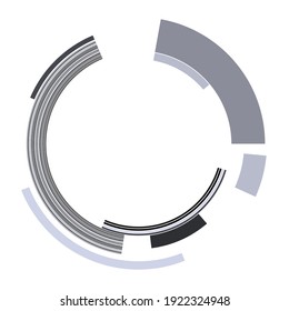 Geometric segmented circle, ring. Abstract circular shape. Crosshair, GUI element