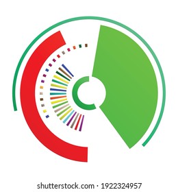 Geometric segmented circle, ring. Abstract circular shape. Crosshair, GUI element