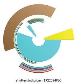 Geometric segmented circle, ring. Abstract circular shape. Crosshair, GUI element