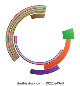Geometric segmented circle, ring. Abstract circular shape. Crosshair, GUI element