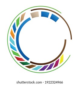 Geometric segmented circle, ring. Abstract circular shape. Crosshair, GUI element