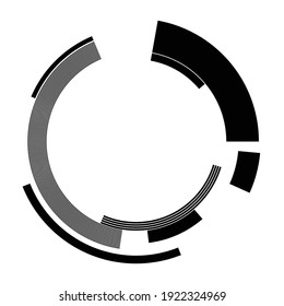 Geometric segmented circle, ring. Abstract circular shape. Crosshair, GUI element