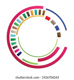 Geometric segmented circle, ring. Abstract circular shape. Crosshair, GUI element
